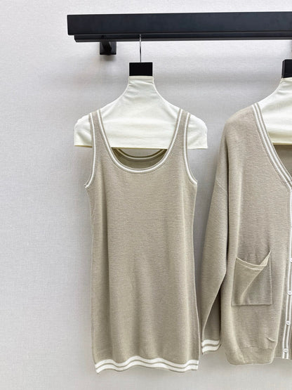 Thom 25fw knitted vest cardigan set