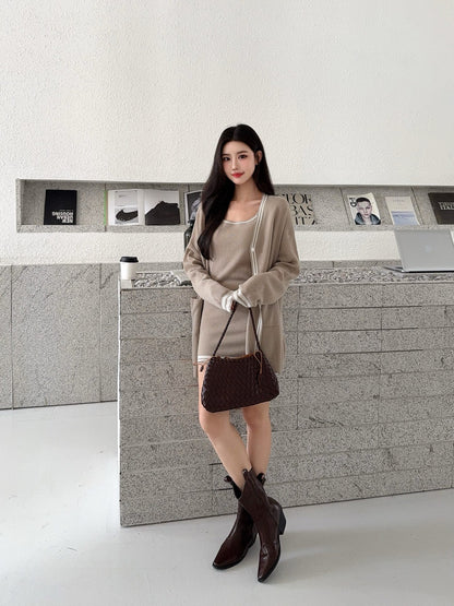 Thom 25fw knitted vest cardigan set