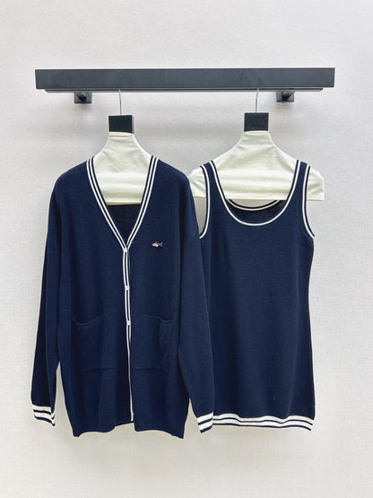 Thom 25fw knitted vest cardigan set