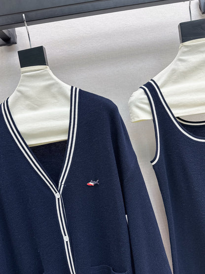 Thom 25fw knitted vest cardigan set