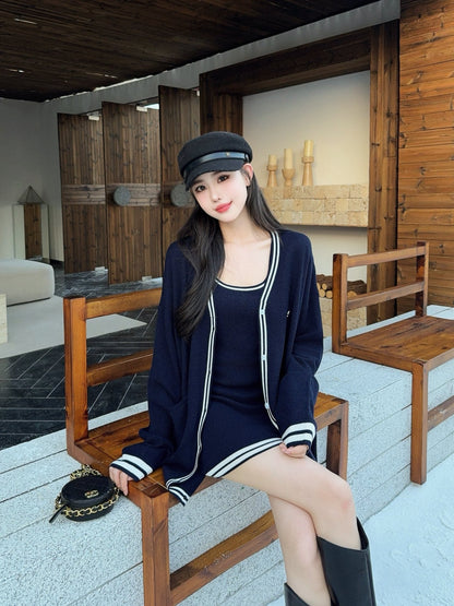 Thom 25fw knitted vest cardigan set