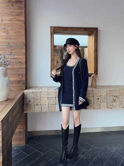 Thom 25fw knitted vest cardigan set