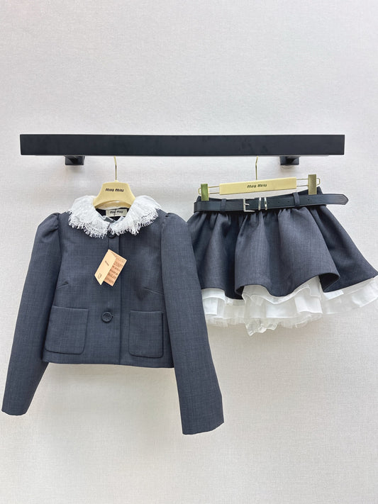 Miu 25fw lace jacket skirt suit