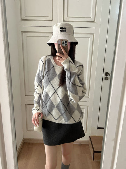 Loro 25fw plaid sweater