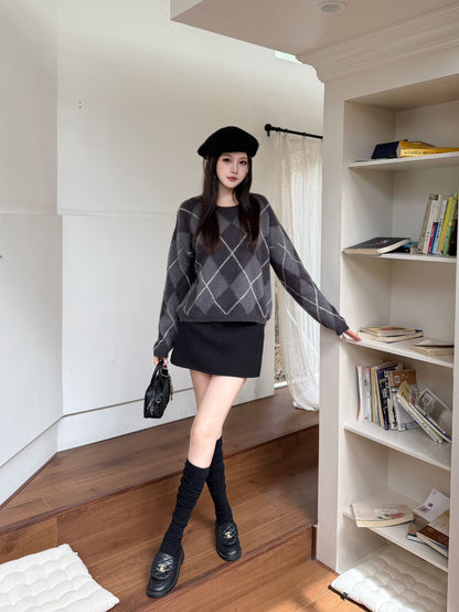 Loro 25fw plaid sweater