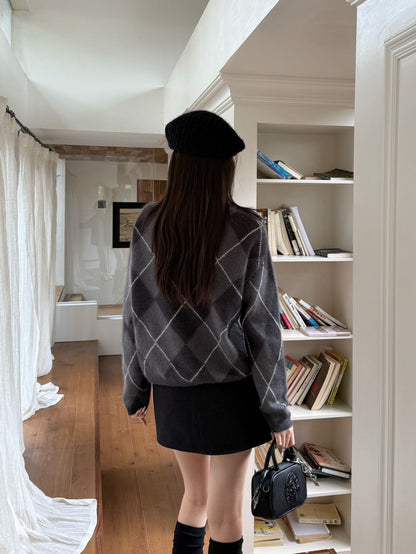 Loro 25fw plaid sweater