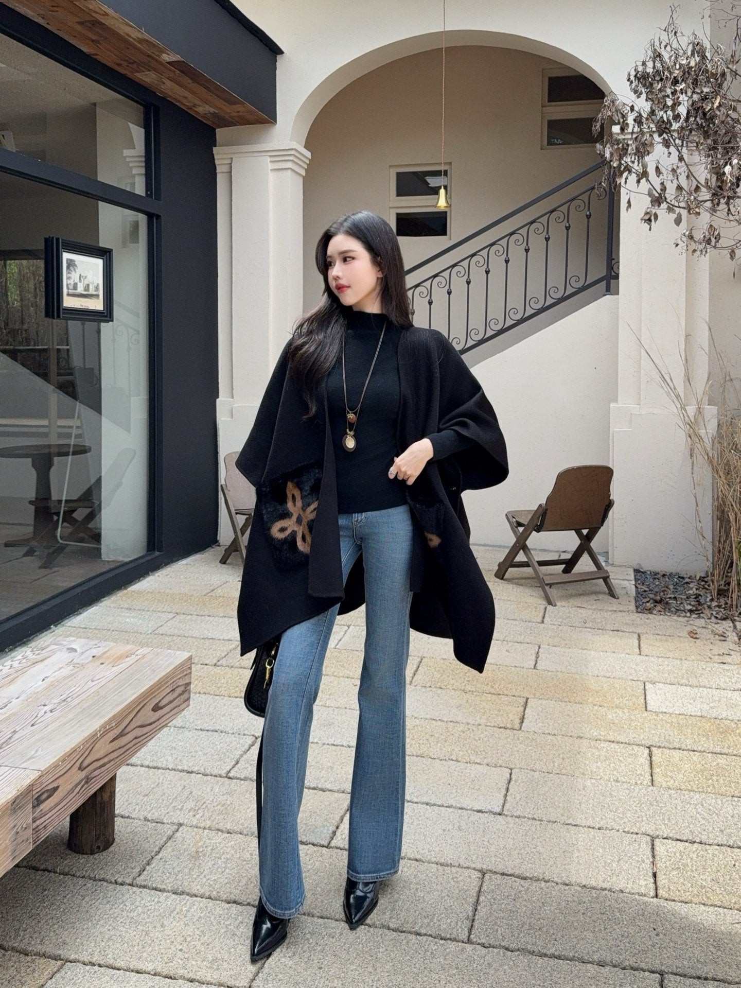 Loro 25fw wool cape coat
