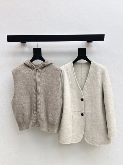 Loro 25fw knitted vest jacket set