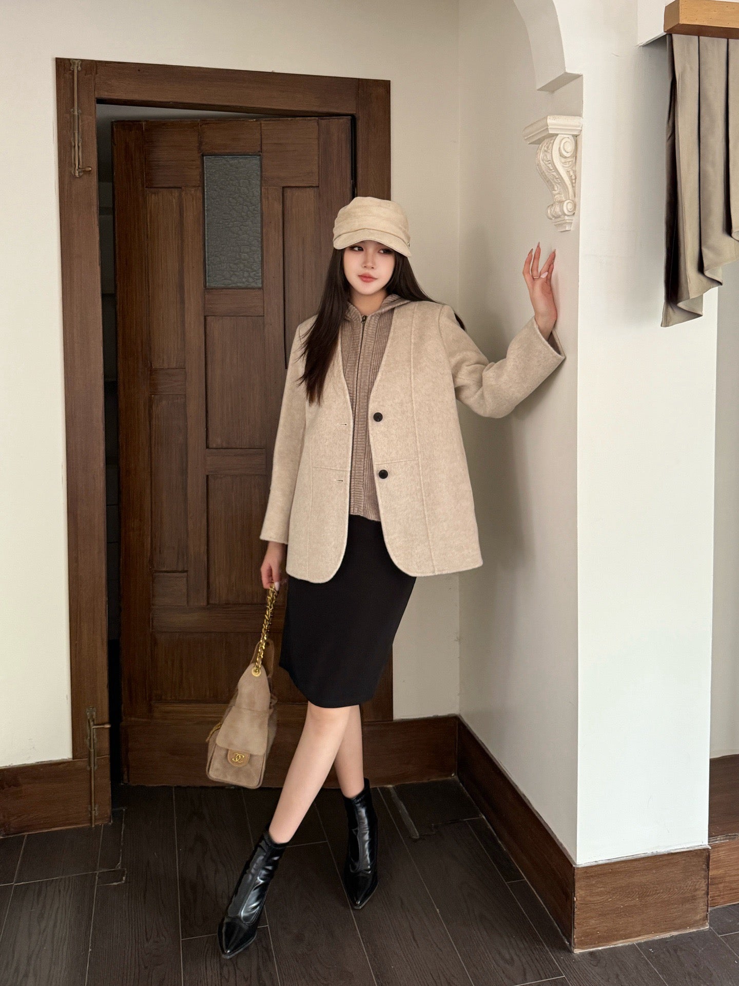 Loro 25fw knitted vest jacket set