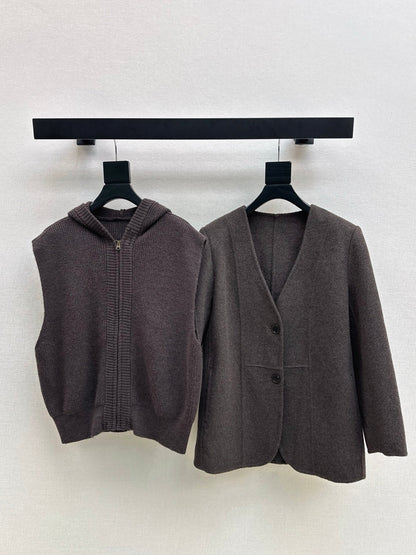 Loro 25fw knitted vest jacket set