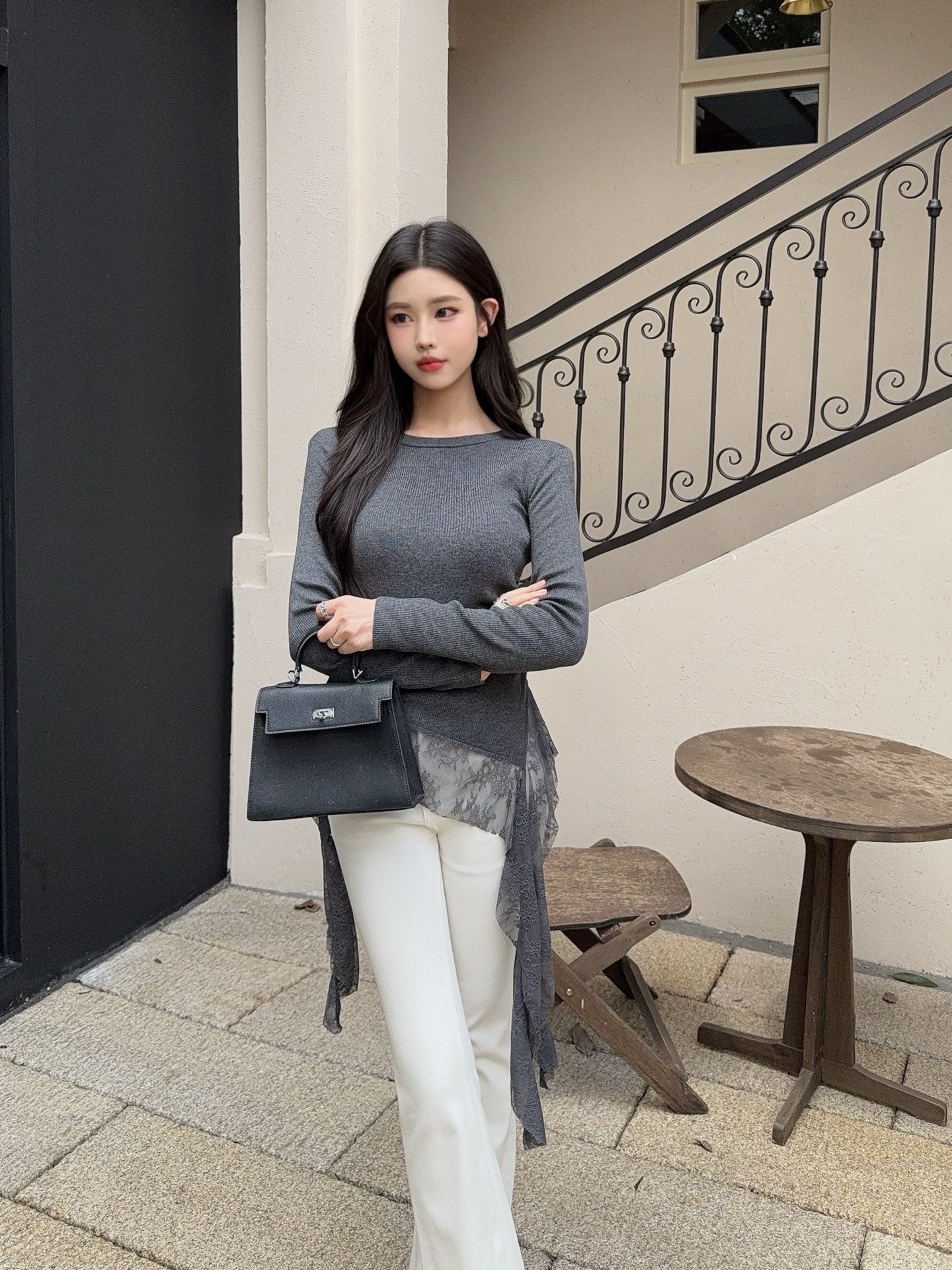 Miu 25fw lace sweater shirt