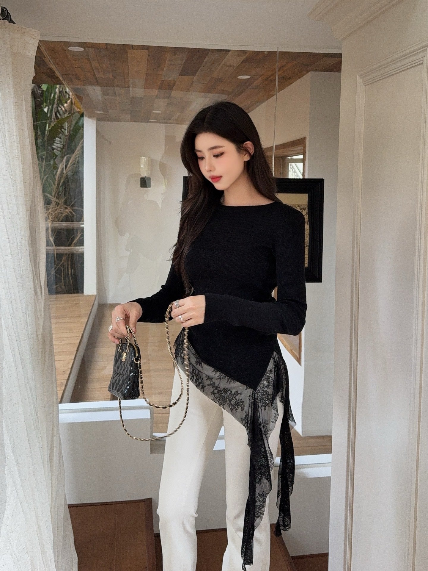 Miu 25fw lace sweater shirt