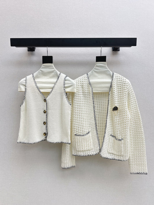Chan 25fw knitted cardigan vest set