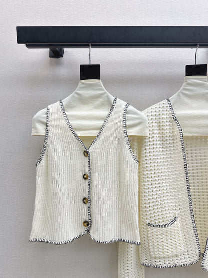 Chan 25fw knitted cardigan vest set