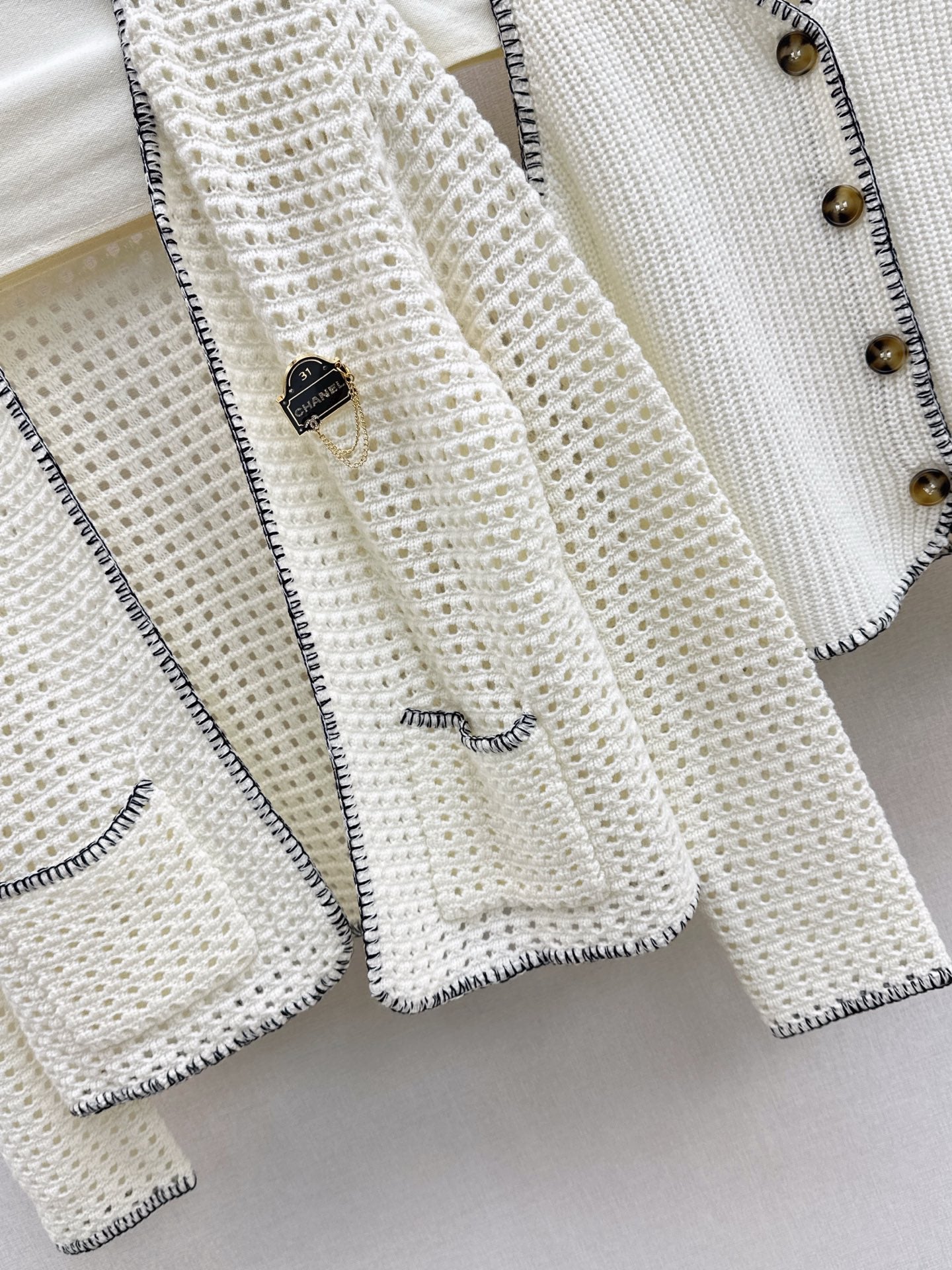 Chan 25fw knitted cardigan vest set