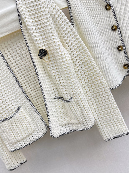 Chan 25fw knitted cardigan vest set