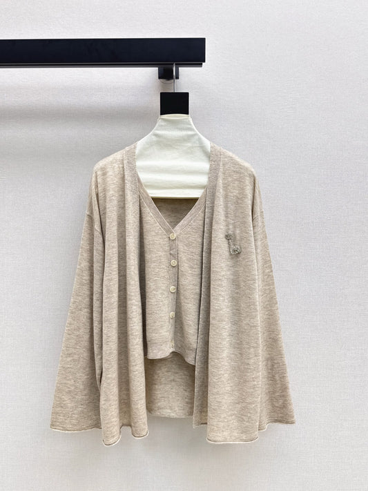Chan 25fw knitted vest cardigan set
