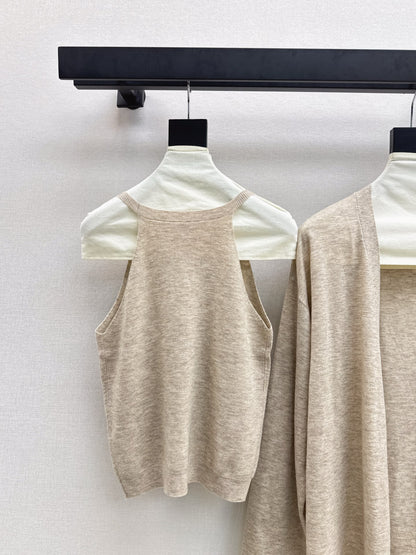 Chan 25fw knitted vest cardigan set