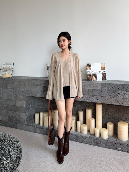 Chan 25fw knitted vest cardigan set