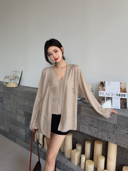 Chan 25fw knitted vest cardigan set