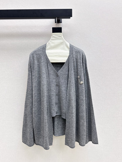 Chan 25fw knitted vest cardigan set