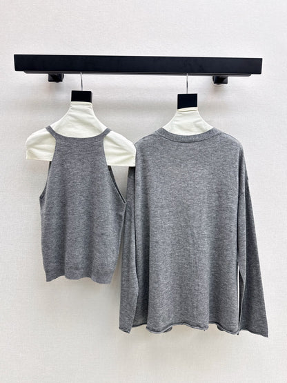 Chan 25fw knitted vest cardigan set