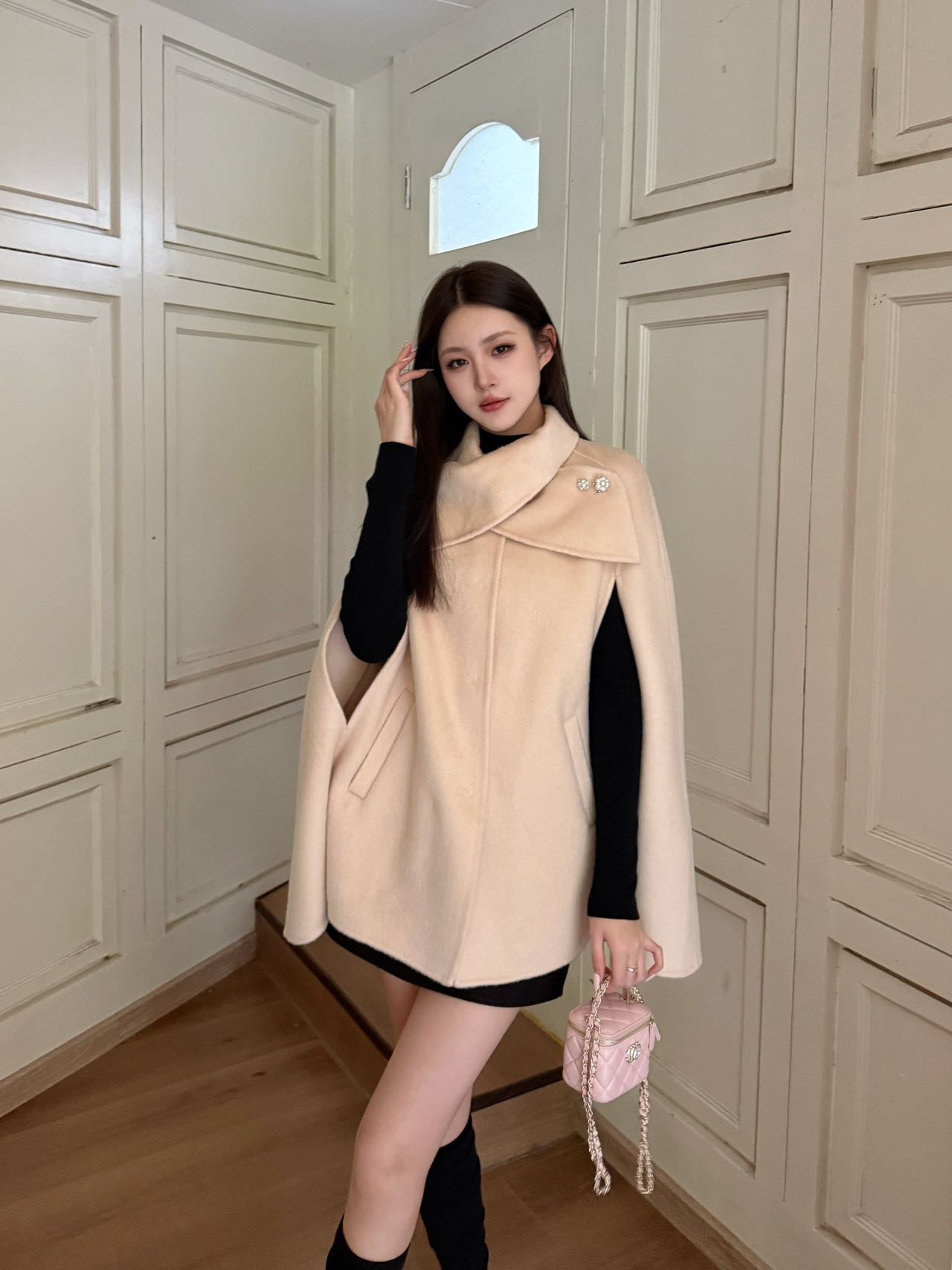CD 25fw woolen cape coat
