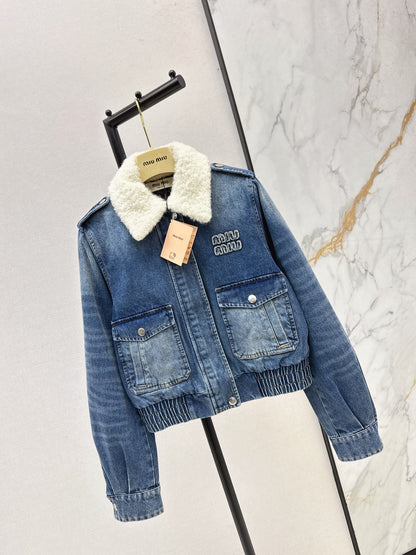 Miu 25fw denim padded jacket