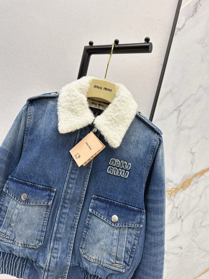Miu 25fw denim padded jacket