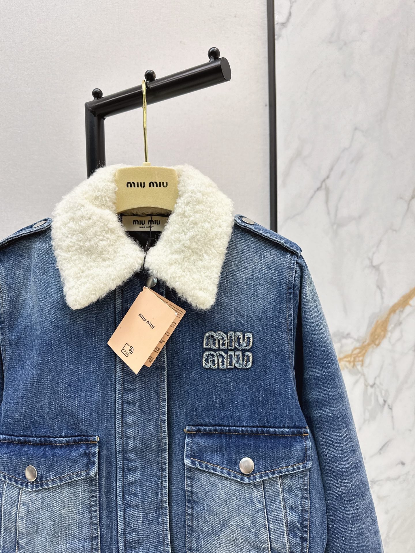 Miu 25fw denim padded jacket
