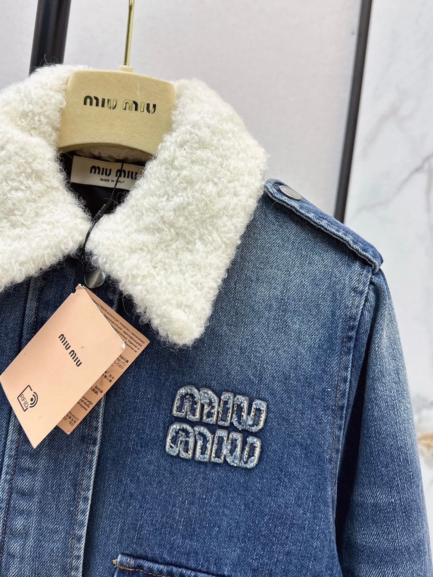 Miu 25fw denim padded jacket