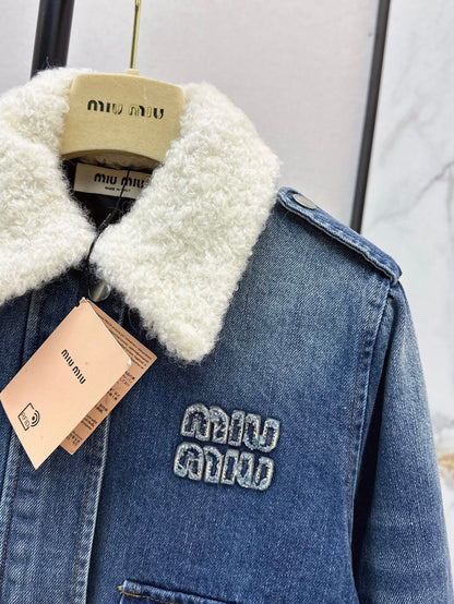 Miu 25fw denim padded jacket