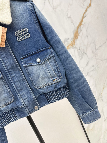 Miu 25fw denim padded jacket