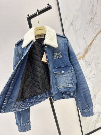 Miu 25fw denim padded jacket