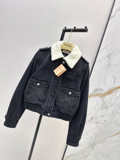 Miu 25fw denim padded jacket