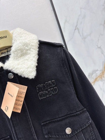 Miu 25fw denim padded jacket