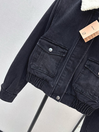 Miu 25fw denim padded jacket