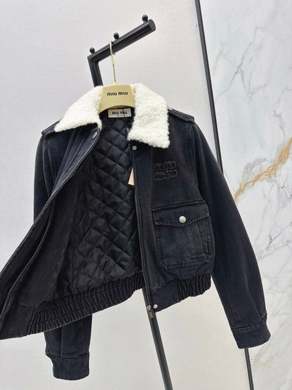 Miu 25fw denim padded jacket