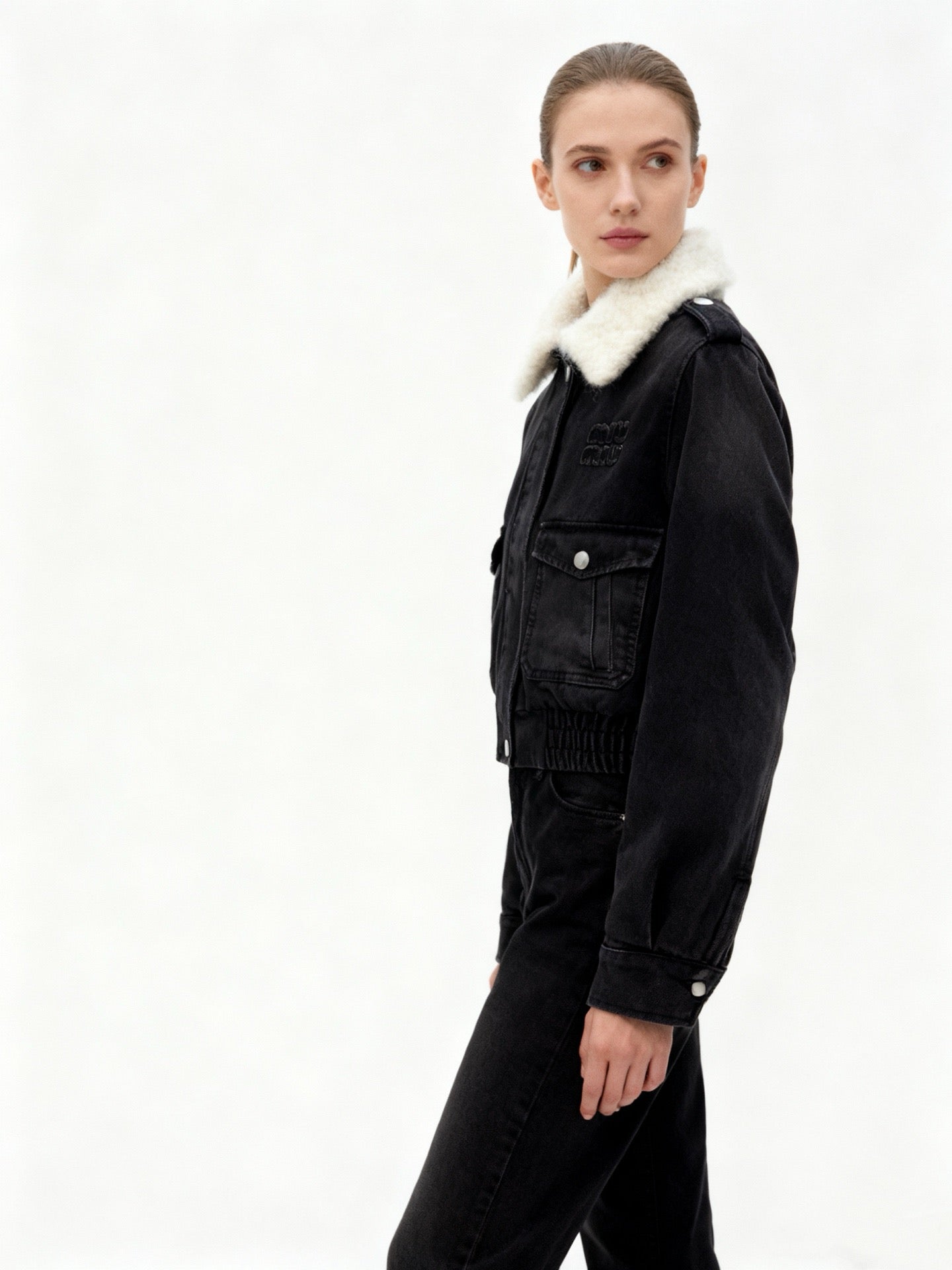 Miu 25fw denim padded jacket