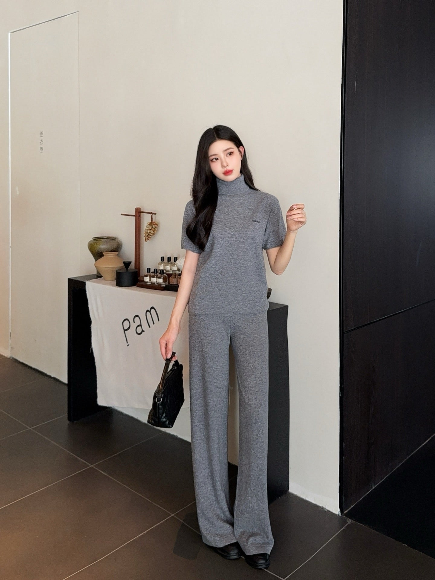 Miu 25fw turtleneck sweater pants set