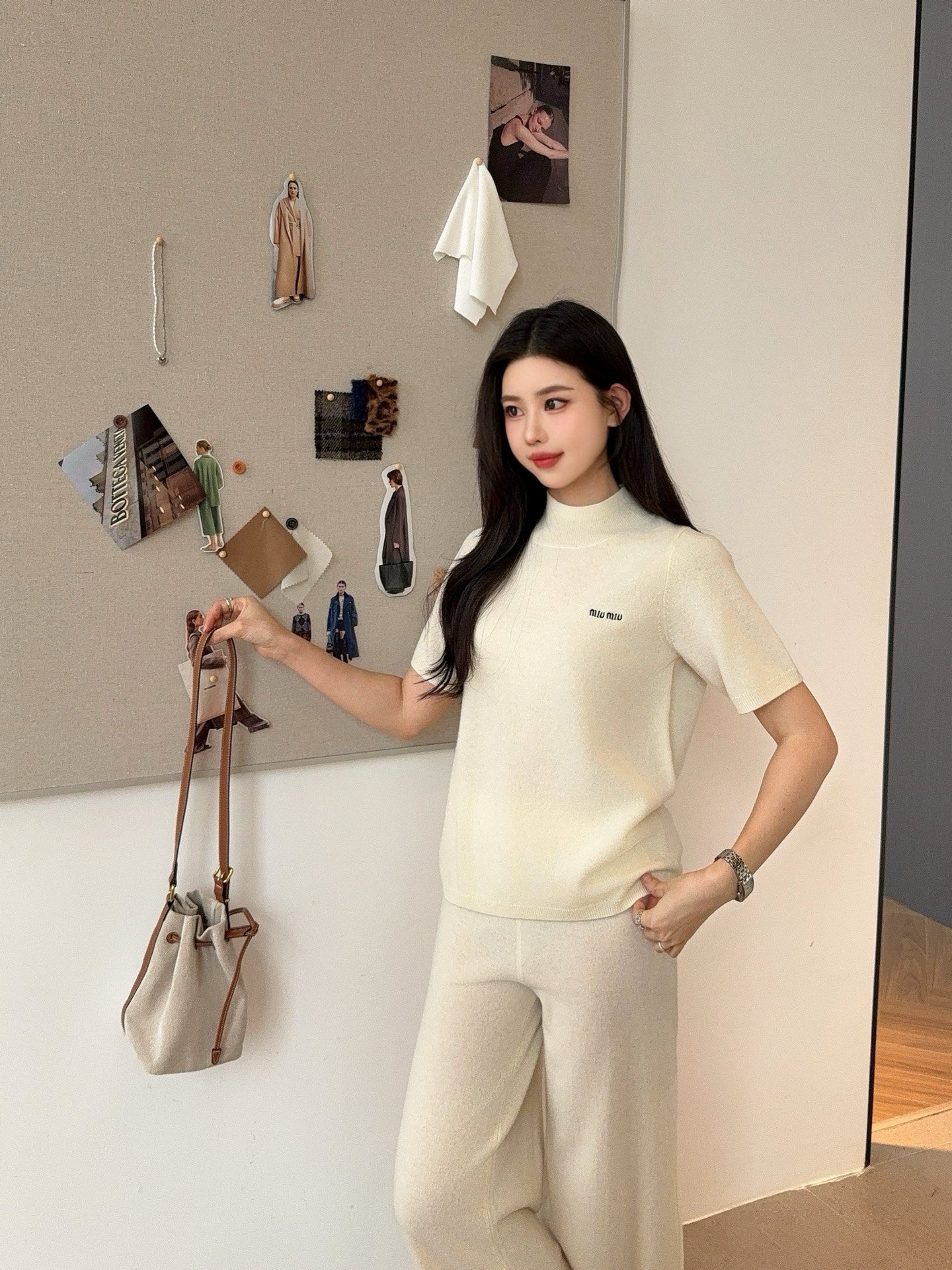 Miu 25fw sweater shirt pants set