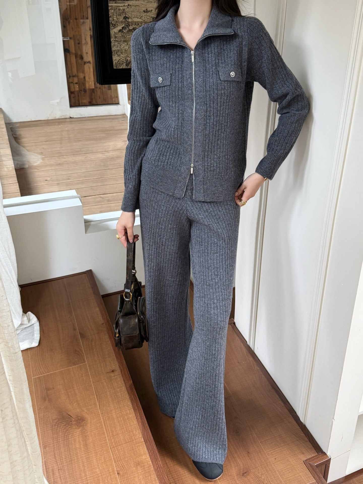 Loro 25fw knitted jacket pants set