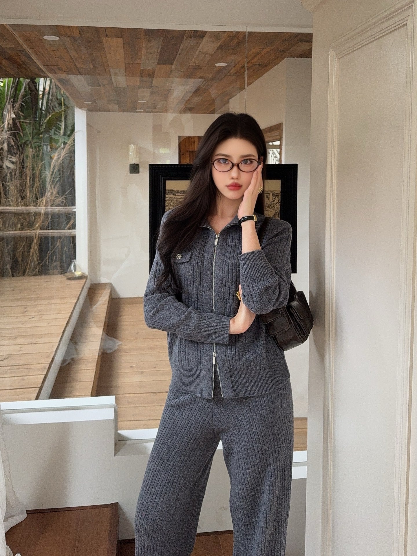 Loro 25fw knitted jacket pants set