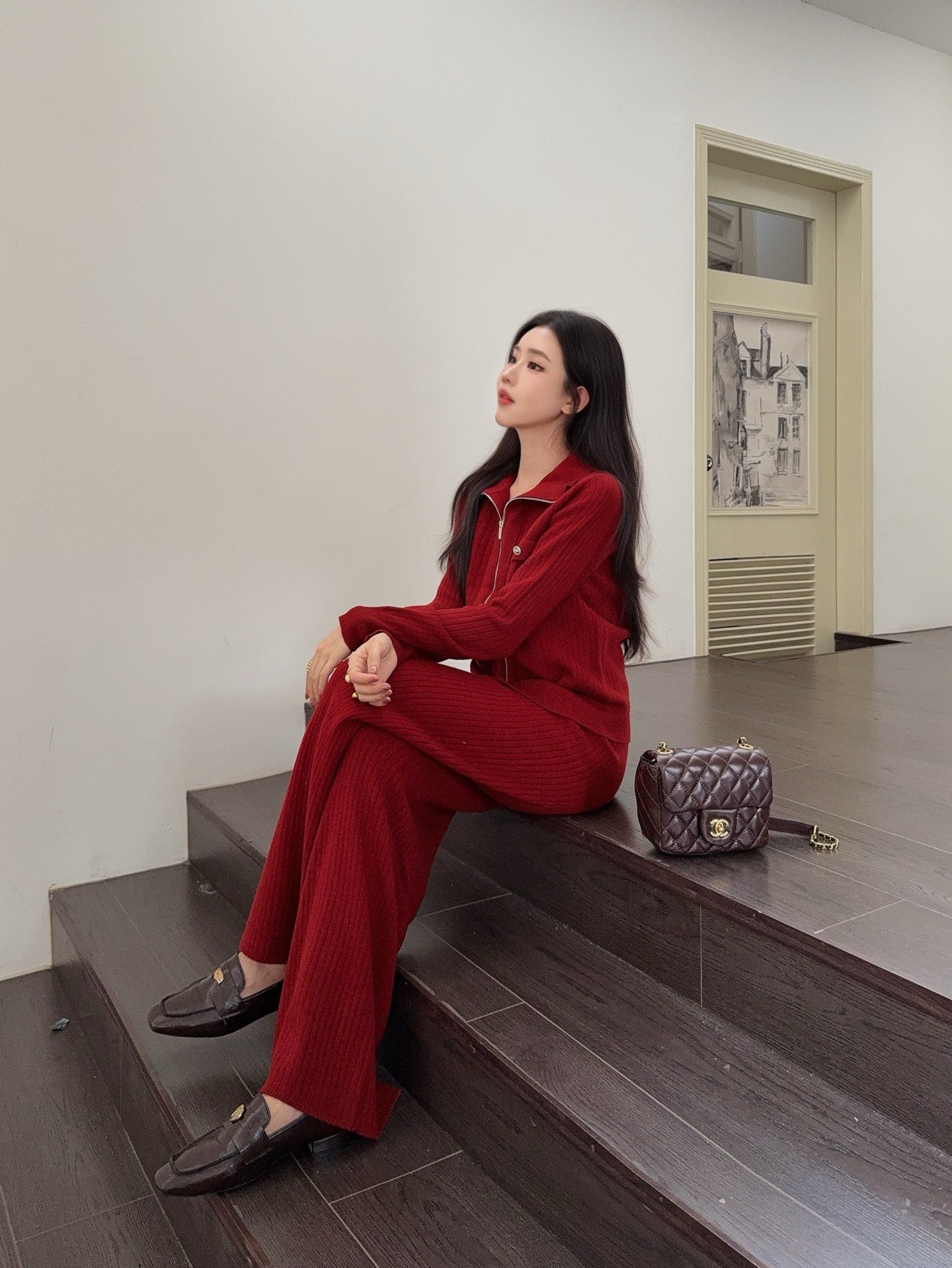 Loro 25fw knitted jacket pants set