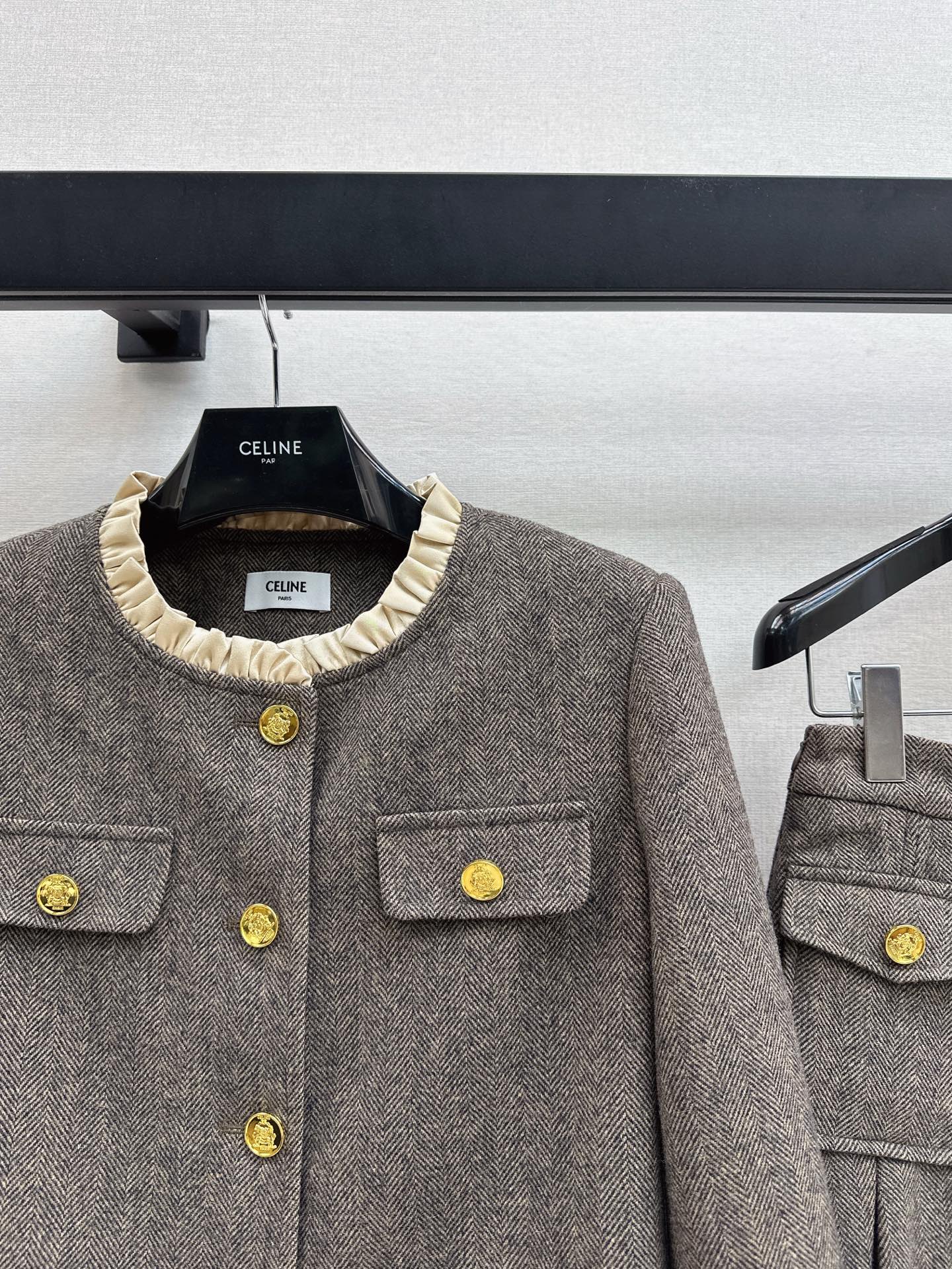 Celi 25fw elegant tweed jacket skirt set