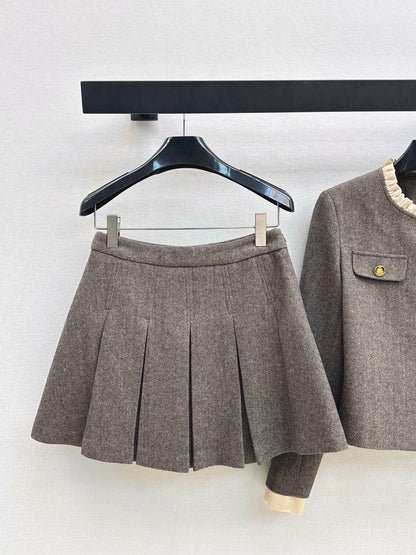 Celi 25fw elegant tweed jacket skirt set
