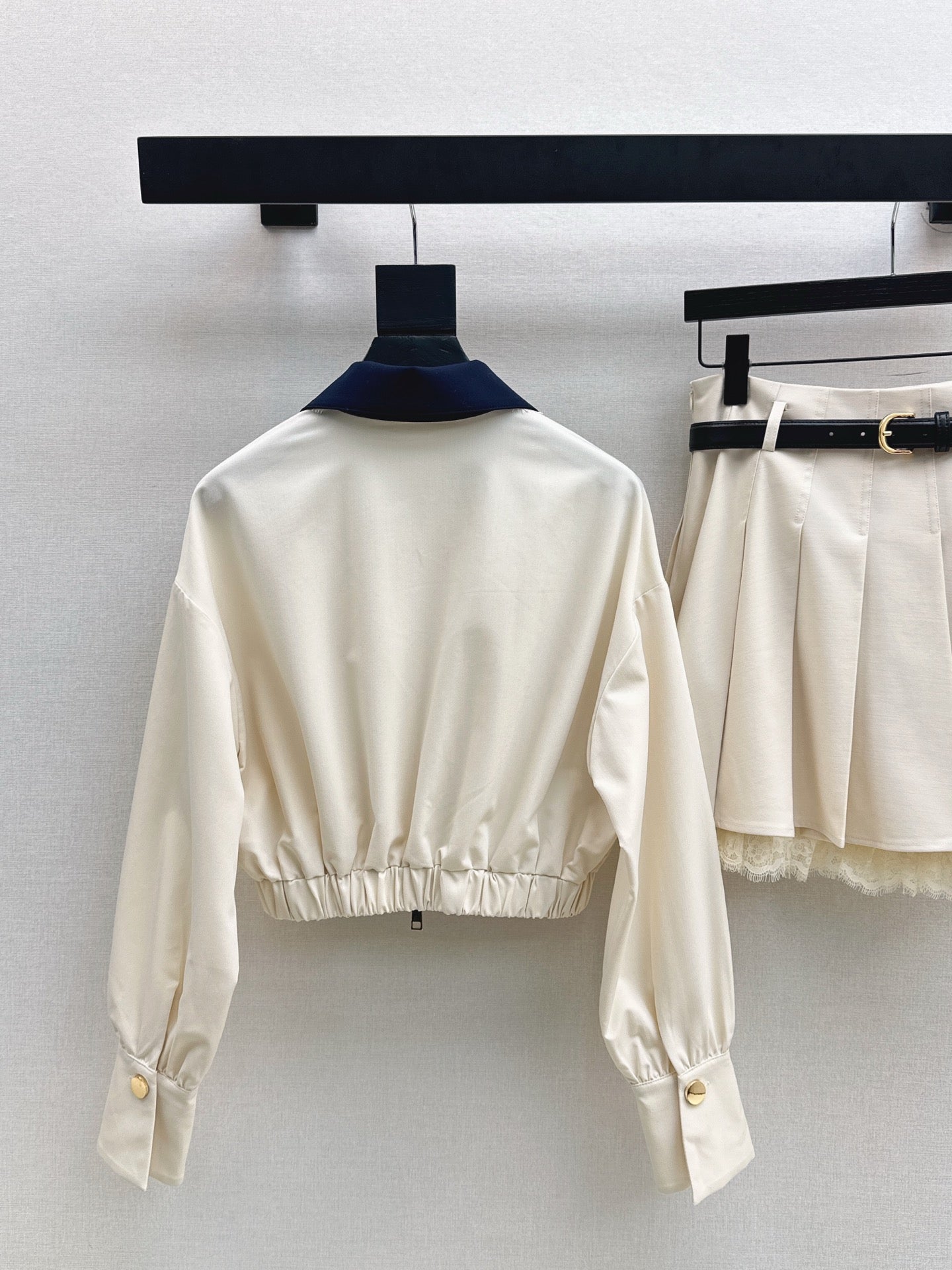 Self 25fw lace jacket pleated skirt set