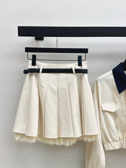 Self 25fw lace jacket pleated skirt set