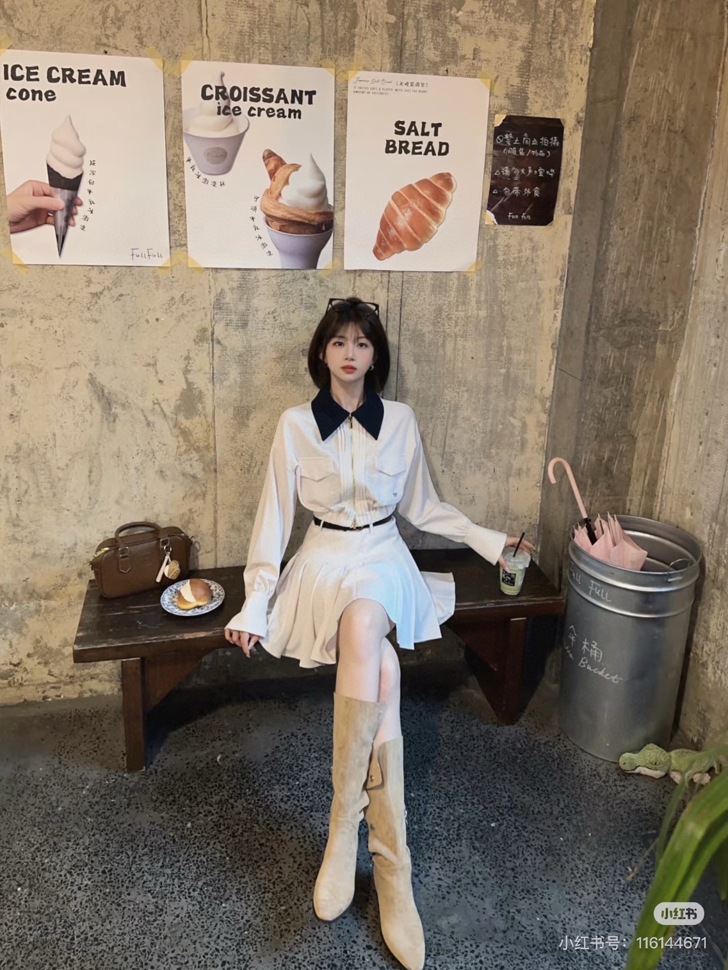 Self 25fw lace jacket pleated skirt set