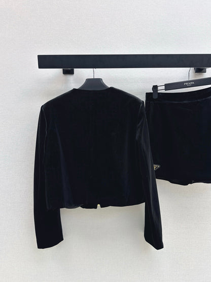 Pra 25fw velvet jacket skirt set
